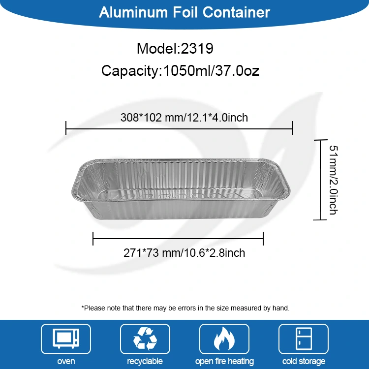 Obdélníkové pečení grilované stříbrné hliníkové fólie kontejnery