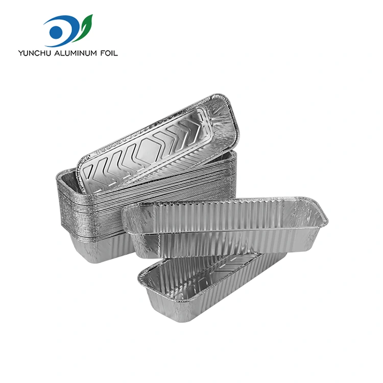 Obdélníkové pečení grilované stříbrné hliníkové fólie kontejnery Obdélníkové pečení grilované stříbrné hliníkové fólie kontejnery