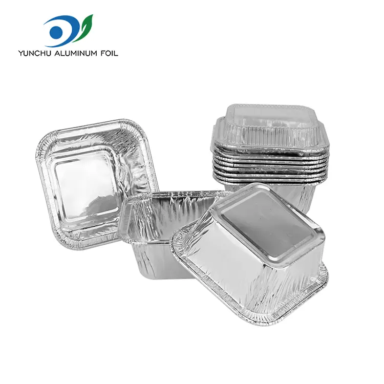 Square Air Frityer Pečení stříbrné hliníkové fólie nádoby