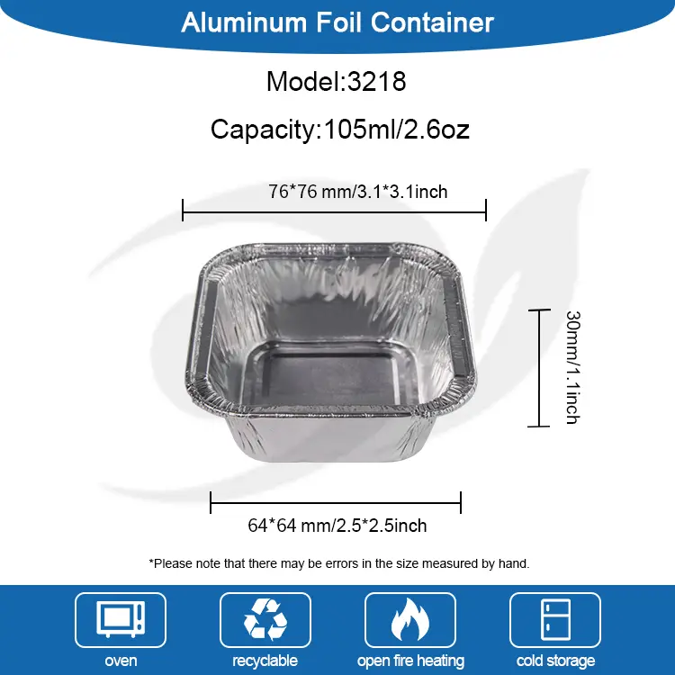 Square Air Frityer Pečení stříbrné hliníkové fólie nádoby