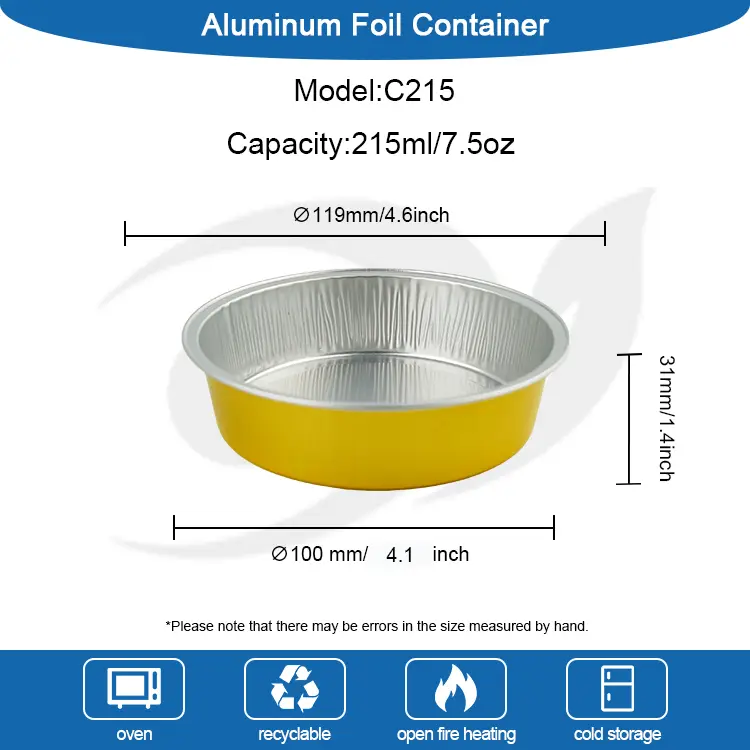 Jednorázové pečení balení kulaté hladké zvětšení hliníkových fólií kontejnerů