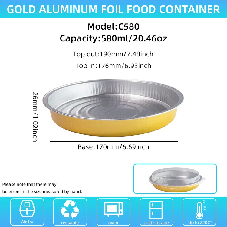 Jednorázová kola pečení hliníkových fólií