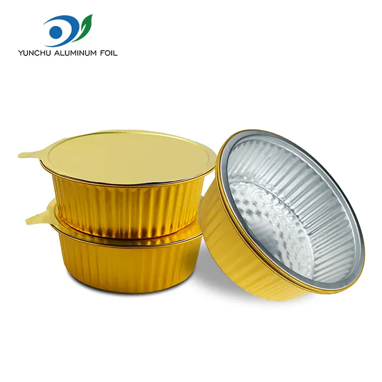 Jednorázové zásobníky na pečení kulaté nádoby na hliníkovou fólii Jednorázové zásobníky na pečení kulaté nádoby na hliníkovou fólii