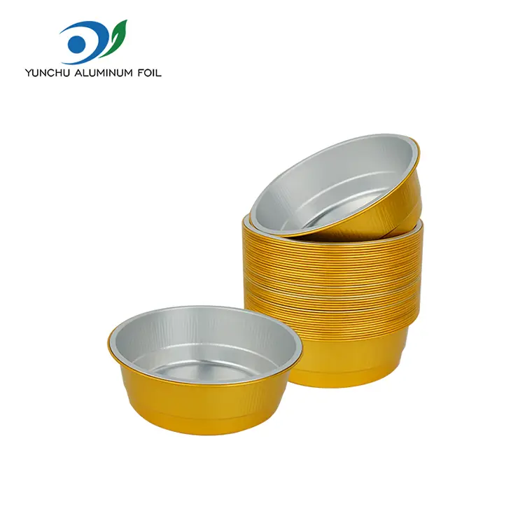 Jednorázové zlaté kulaté nádoby na hliníkovou fólii