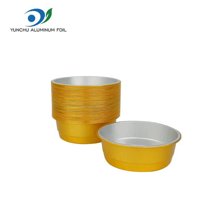 Jednorázové zlaté kulaté nádoby na hliníkovou fólii