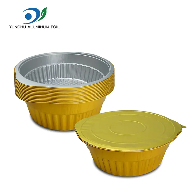 Jednorázové horké hrnce zlaté kulaté nádoby na hliníkovou fólii