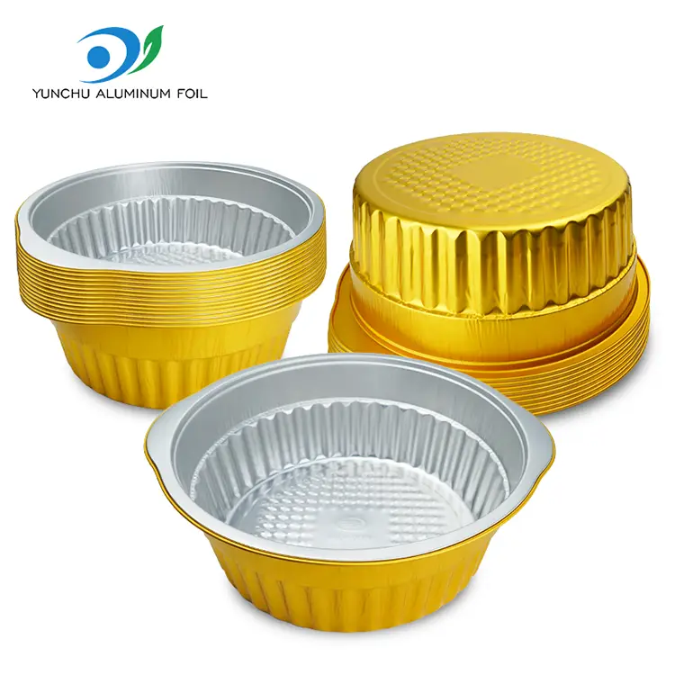 Jednorázové horké hrnce zlaté kulaté nádoby na hliníkovou fólii
