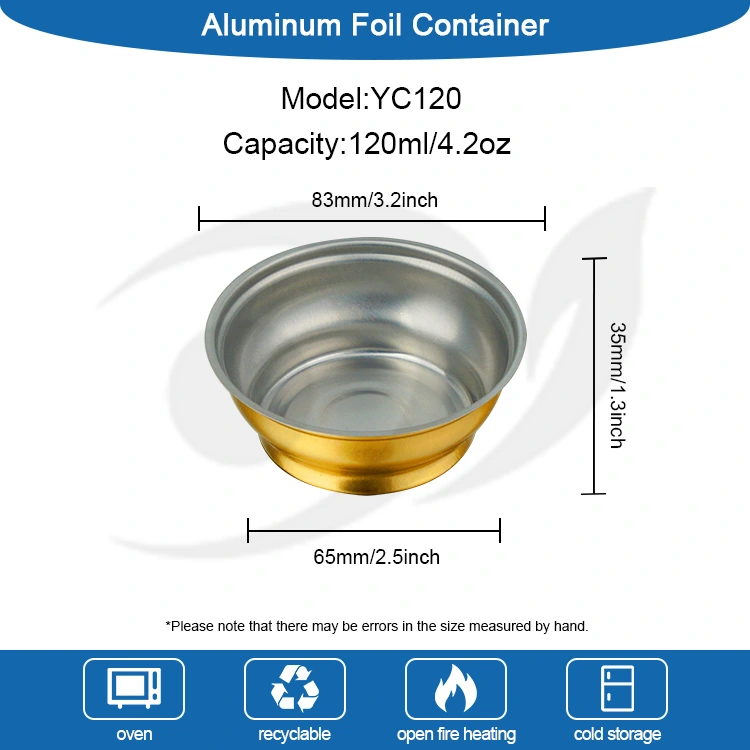 Jednorázové kulaté krabice s sebou malé zlaté mísy hliníkové fólie kontejnery