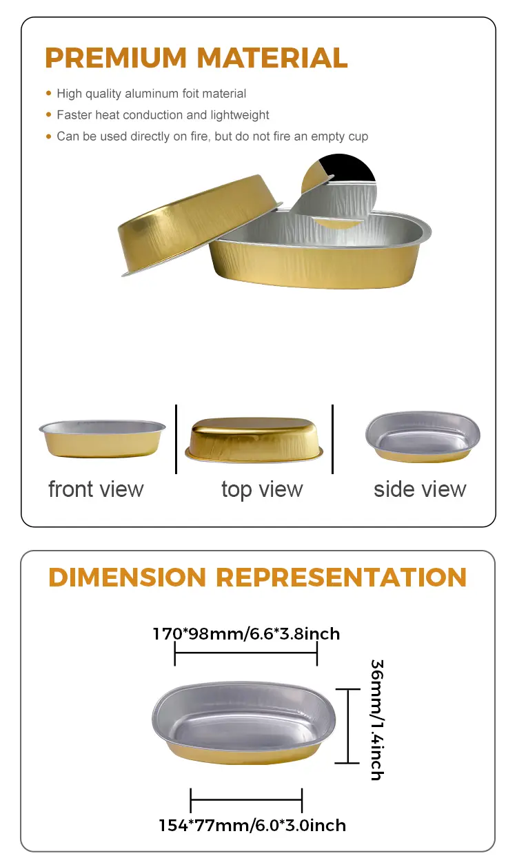Oval color Smoothwall Aluminum Foil Containers