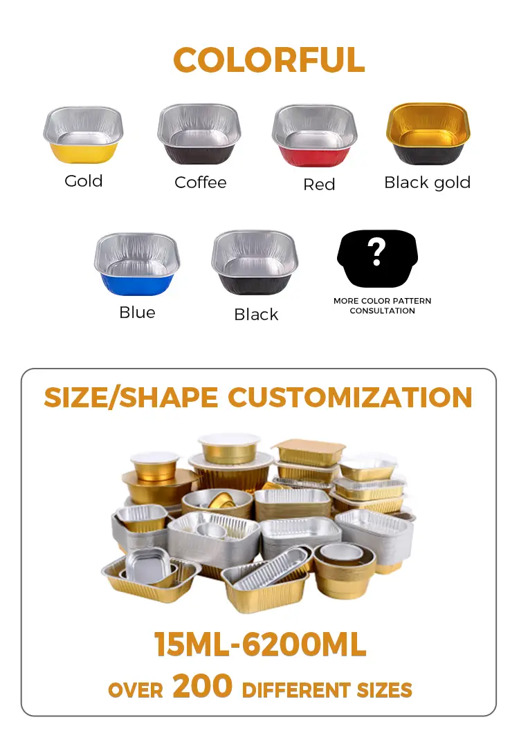 Square color baking Smoothwall Aluminum Foil Containers