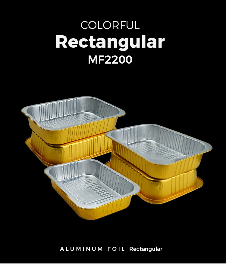 Rectangular gold Aluminum Foil Containers