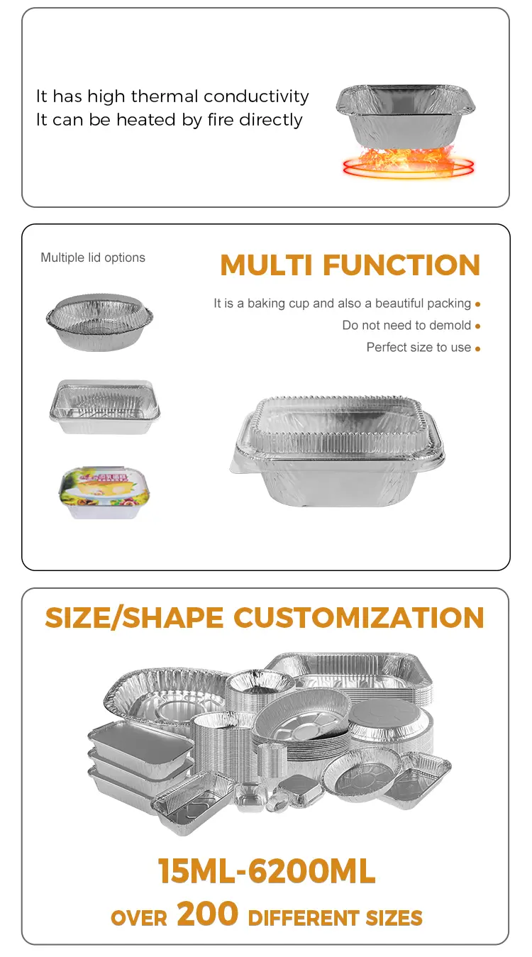 Rectangular Cake Baking Silver Aluminum Foil Containers