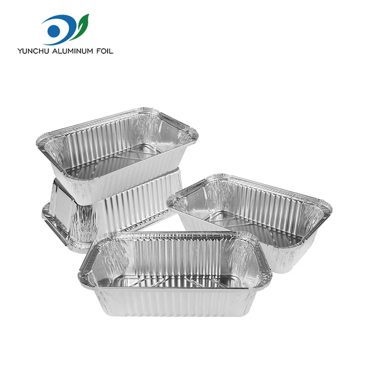 Obdélníkové vzduchové fritézy balení stříbrných hliníkových fólie nádoby Obdélníkové vzduchové fritézy balení stříbrných hliníkových fólie nádoby