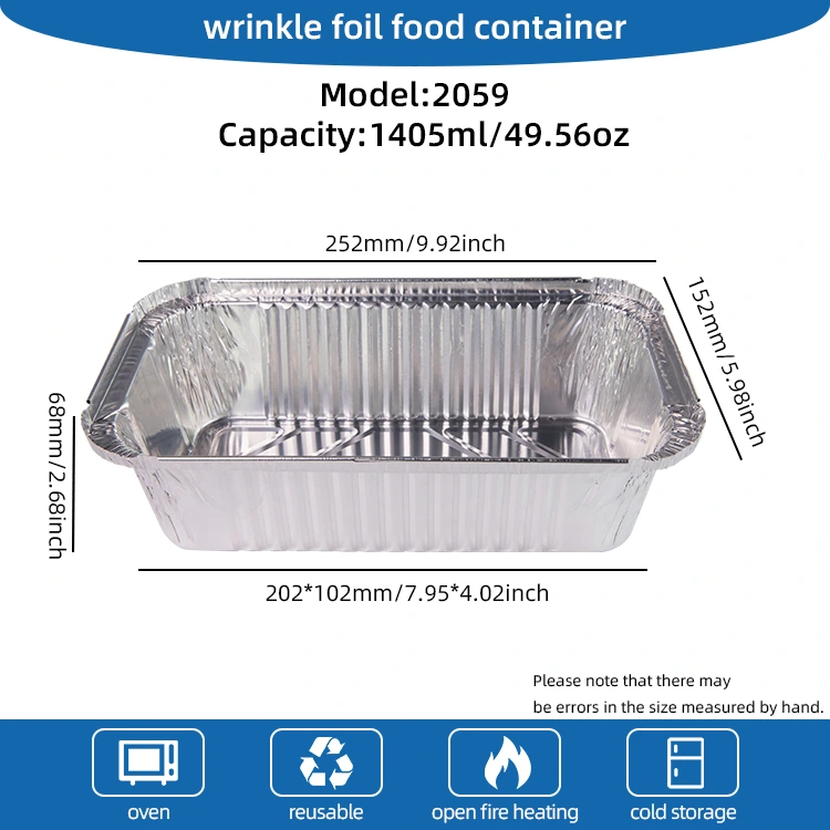 Obdélníkové vzduchové fritézy balení stříbrných hliníkových fólie nádoby