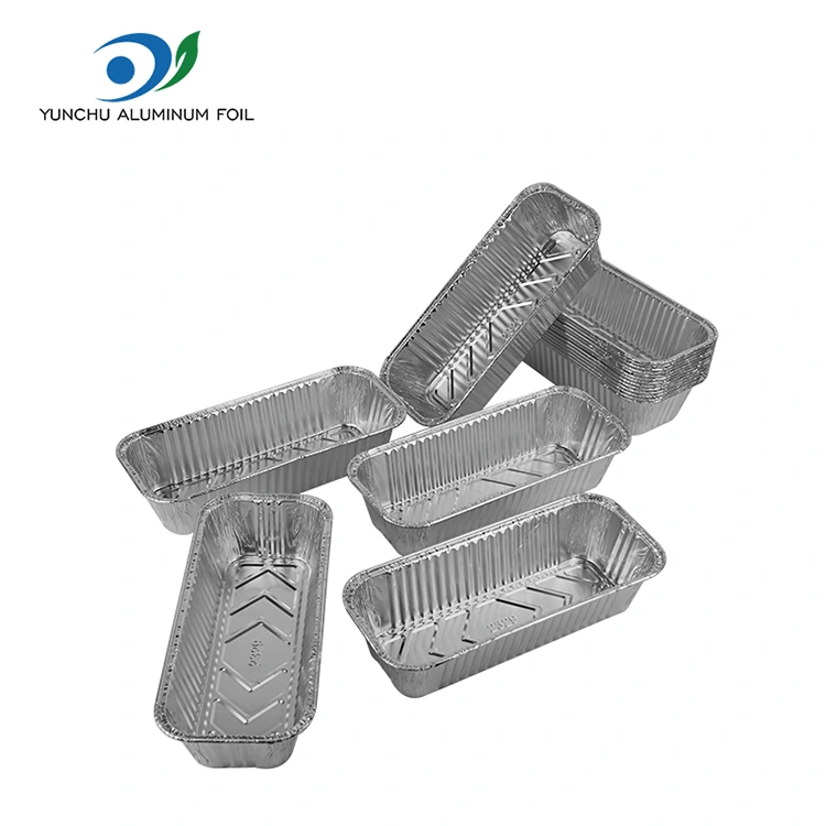 Obdélníkový plech na plech na pečení stříbrné hliníkové fólie nádoby Obdélníkový plech na plech na pečení stříbrné hliníkové fólie nádoby