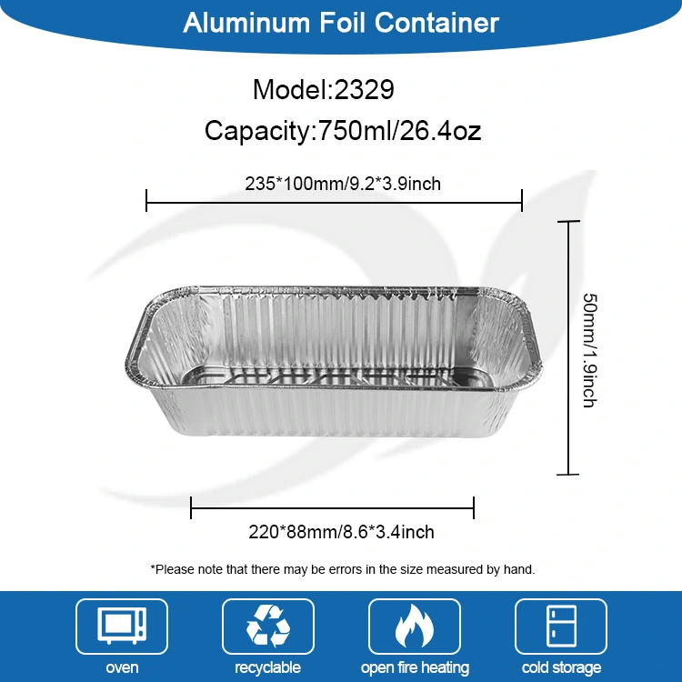 Obdélníkový plech na plech na pečení stříbrné hliníkové fólie nádoby