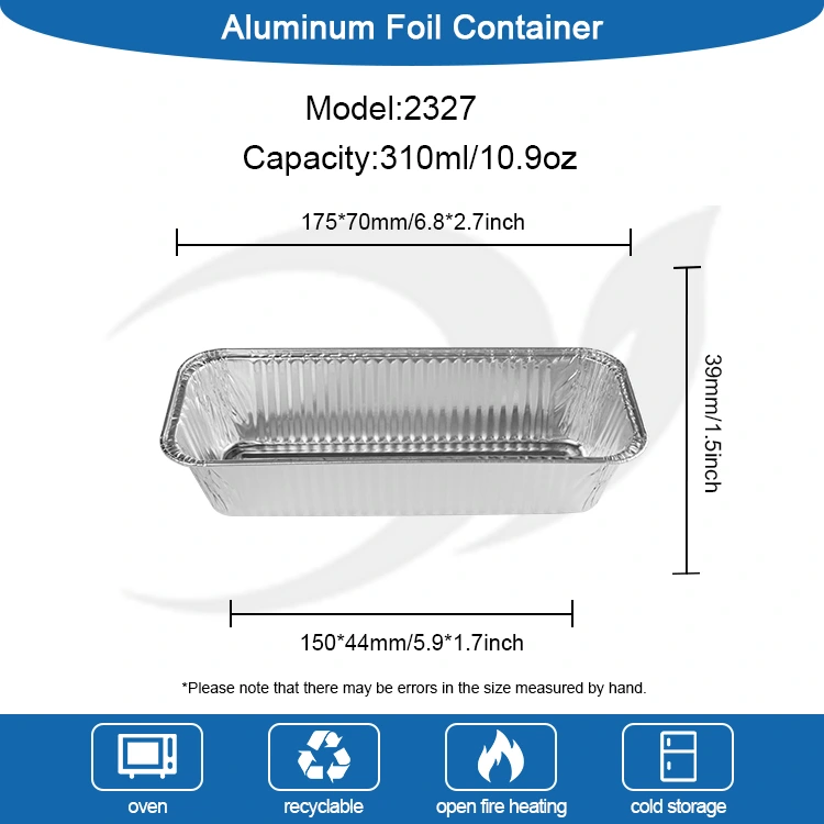 Obdélníkový podnos chleba Stříbrná hliníková fólie nádoby