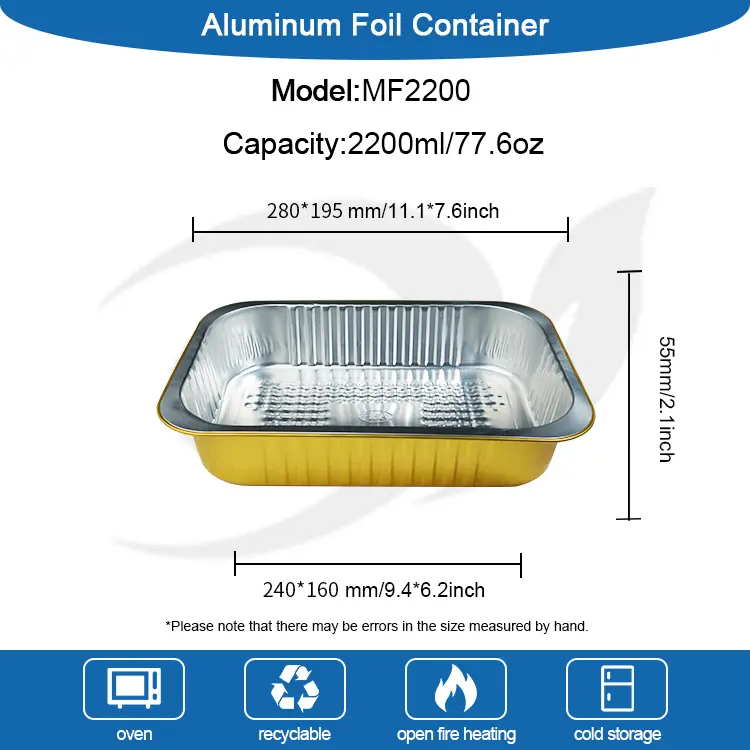 Obdélníkové zlaté nádoby na hliníkovou fólii