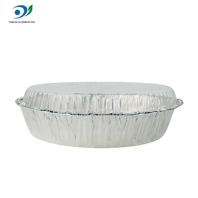 Kulatý vzduchový fritéza horký hrnec stříbrná hliníková fólie s potravinami nádoba