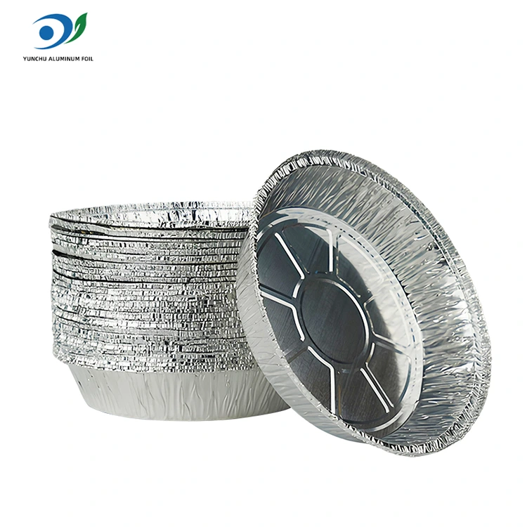 Kulatý vzduchový fritéza horký hrnec stříbrná hliníková fólie s potravinami nádoba