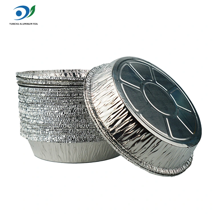 Kulatý vzduchový fritéza horký hrnec stříbrná hliníková fólie s potravinami nádoba