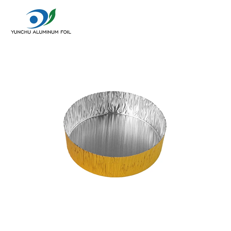 Kulatý malý pečení stříbrné hliníkové fólie s potravinami nádoba