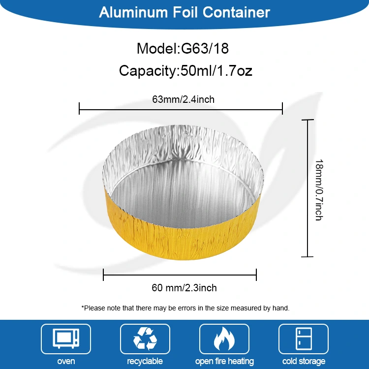Kulatý malý pečení stříbrné hliníkové fólie s potravinami nádoba