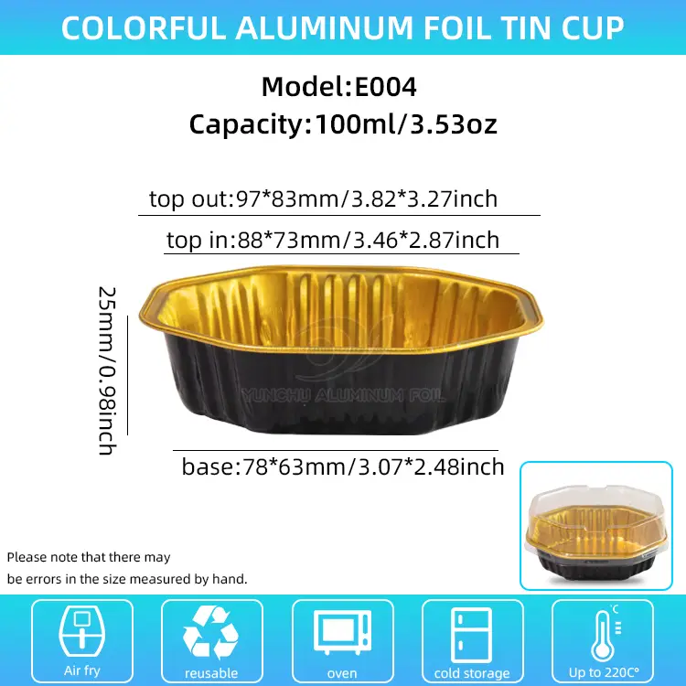 Speciální tvarovaný dort šálek hladké stěny hliníkových fólií