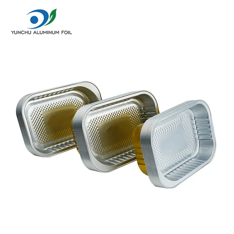 Čtvercové jídlo s jídlem zlaté hliníkové fólie kontejnery