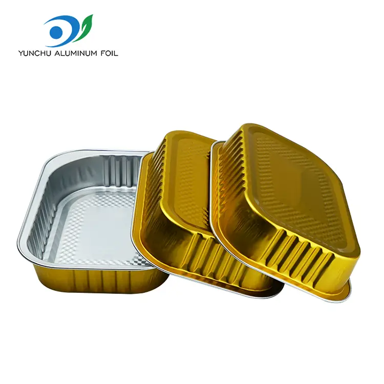 Čtvercové jídlo s jídlem zlaté hliníkové fólie kontejnery