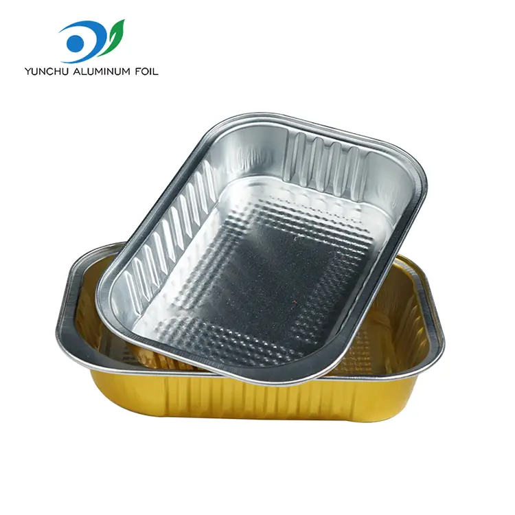 Čtvercové jídlo s jídlem zlaté hliníkové fólie kontejnery