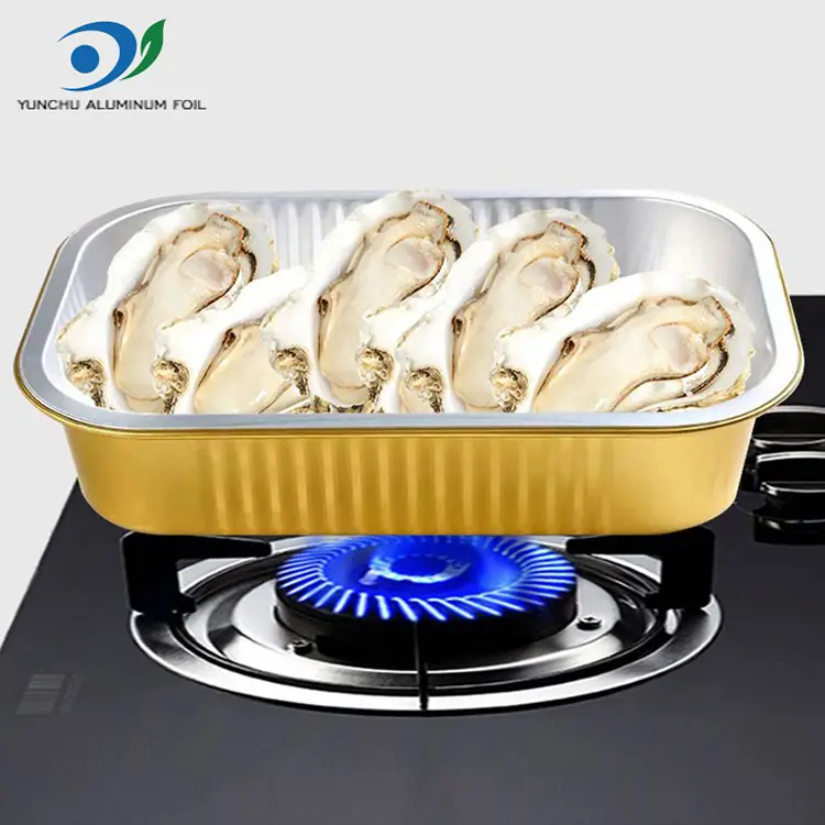 Čtvercové jídlo s jídlem zlaté hliníkové fólie kontejnery