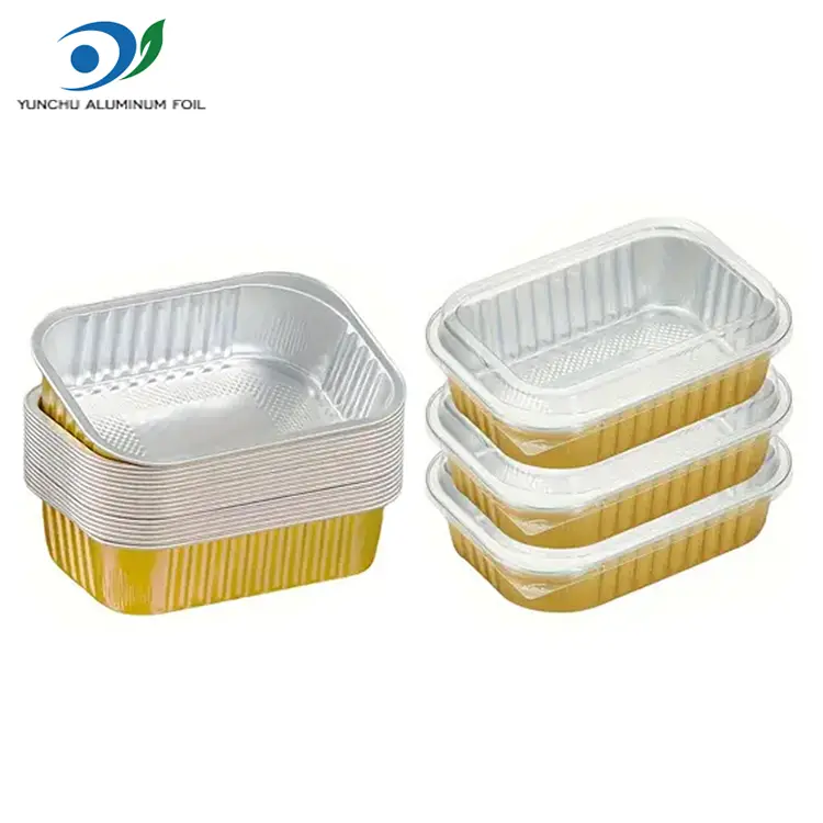 Čtvercové jídlo s jídlem zlaté hliníkové fólie kontejnery