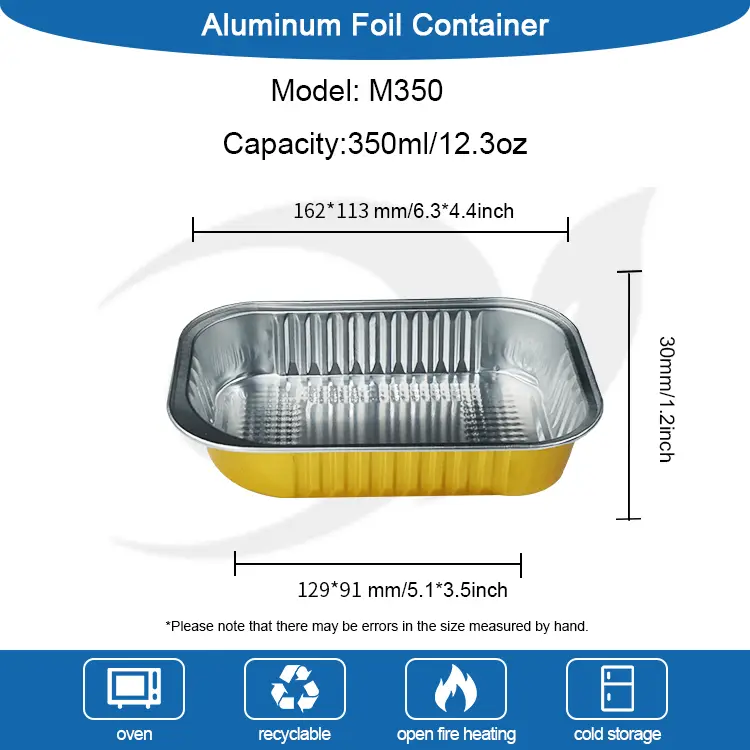 Čtvercové jídlo s jídlem zlaté hliníkové fólie kontejnery